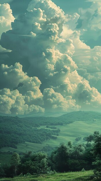 Foto colinas verdes y nubes