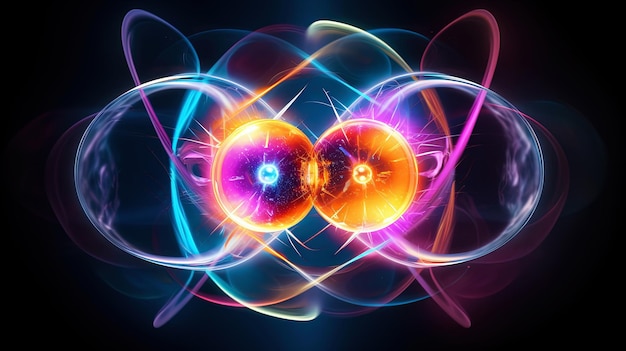 Foto colisão de partículas subatômicas de prótons conceito de fusão nuclear ia generativa