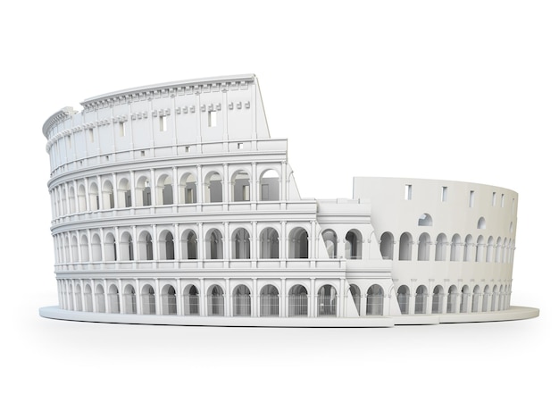 Coliseo blanco Coliseo aislado sobre fondo blanco Símbolo de Roma e Italia