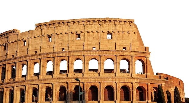 Foto coliseo en roma italia aislado sobre fondo blanco.