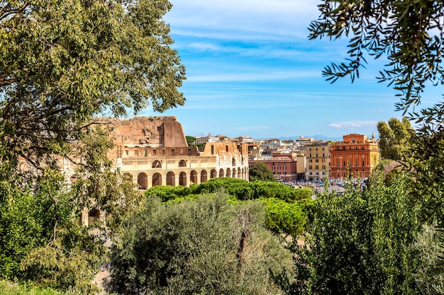 El Coliseo de Roma, Italia, durante el día soleado de verano.