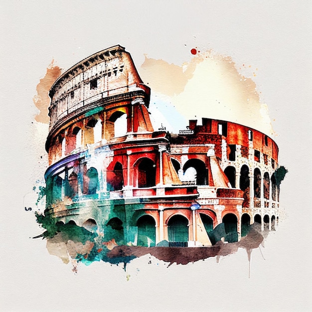 Coliseu em estilo aquarela por Generative AI