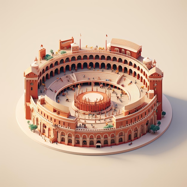 Coliseu em Roma Itália renderização 3d em fundo branco