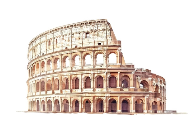 Coliseu Símbolo de Roma e Itália em fundo branco