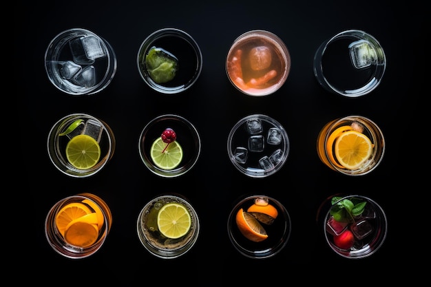 Foto collage-alkoholische farbige cocktails und getränke von oben