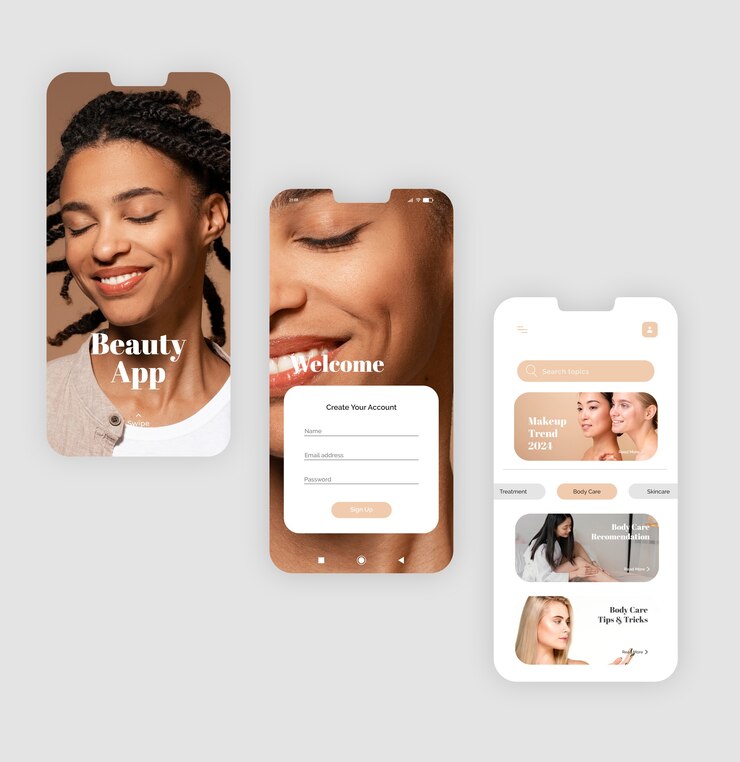 Foto el collage de la aplicación de interacción de belleza de phygital