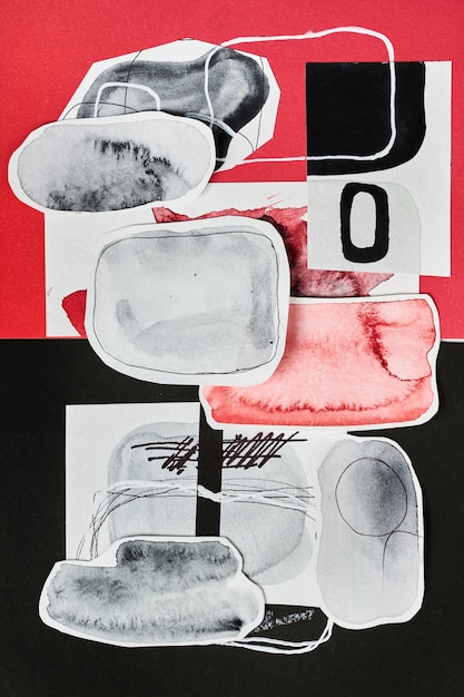 Collage de arte piezas pintadas pegadas en diseño de papel Marcos de fondo coloridos geométricos abstractos para texto con espacio de copia