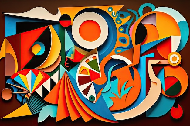 Collage aus farbenfrohen abstrakten Figuren und Formen zur Erstellung moderner Kunstcollagen, die mit Genen erstellt wurden
