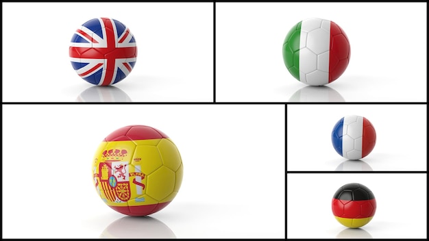 Collage de balones de fútbol