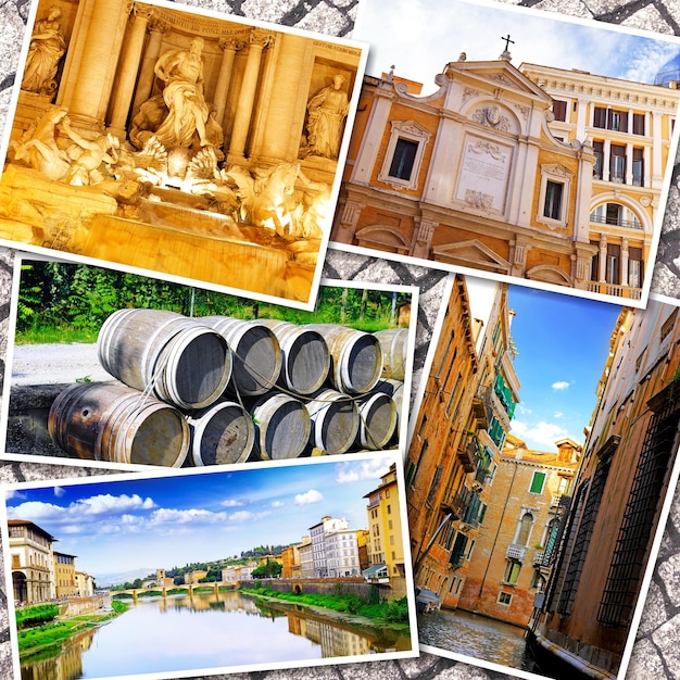 Collage de la bella Italia Roma Florencia Pisa Venecia