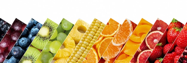 Collage colorido de textura de frutas de cerca