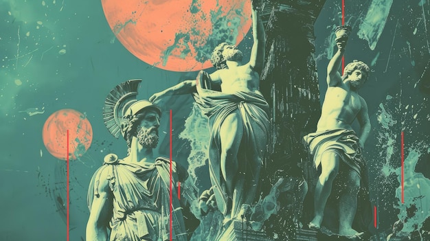 El collage del Dios del Olimpo en la interpretación moderna