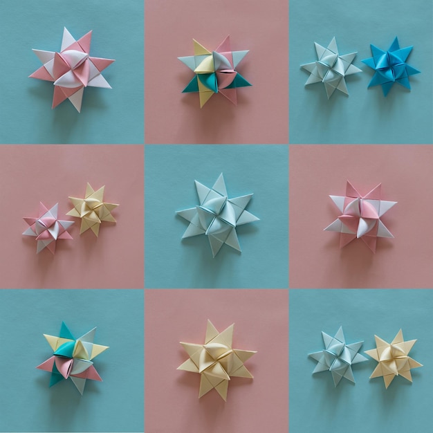 Foto collage de estrellas 3d de origami