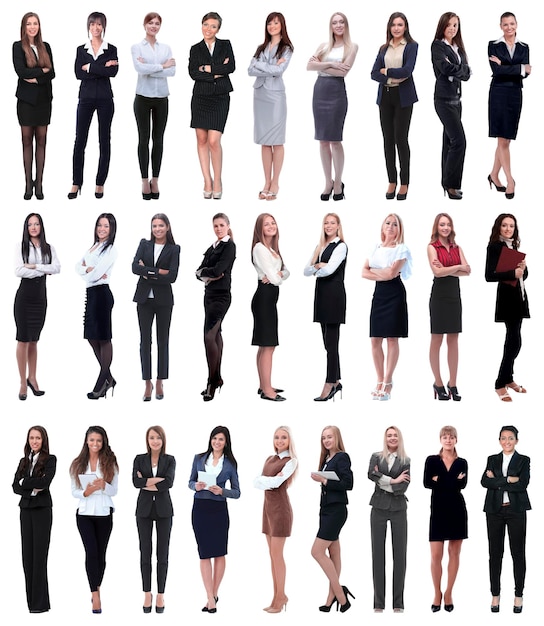 collage, de, exitoso, moderno, mujer de negocios, aislado, blanco