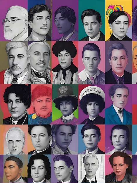 Foto collage de figuras históricas lgbtq que celebra iconos famosos