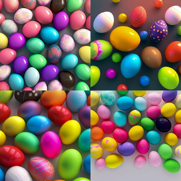 Collage de Fotos Fondo de Pascua Hermosos Huevos de Pascua Coloridos Huevos de Pascua Coloridos