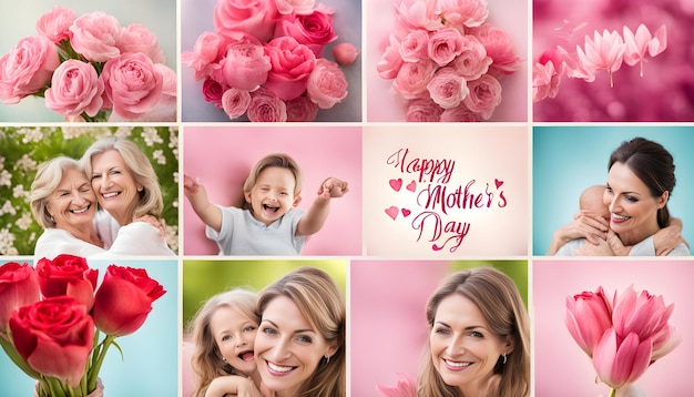 Foto collage de fotos del saludo del día de la madre