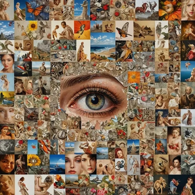 un collage de imágenes que incluye un ojo de mujer