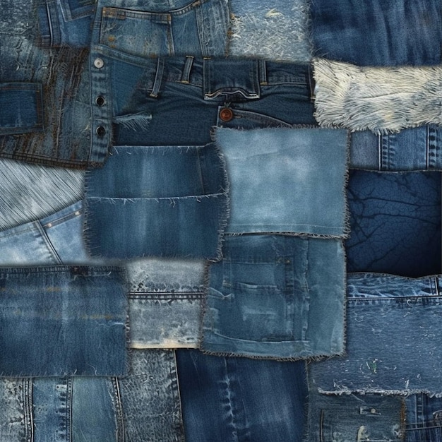 Un collage de jeans que están hechos de mezclilla.