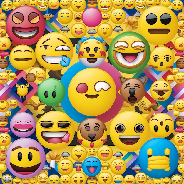 un collage de muchas caras diferentes con una que dice "feliz"