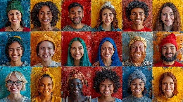 Un collage de muchas personas diferentes personas de diferentes nacionalidades y razas