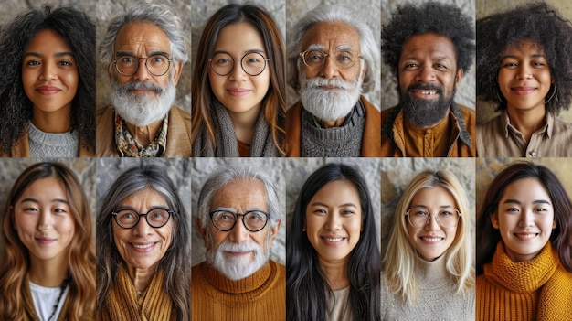 Un collage de muchas personas diferentes personas de diferentes nacionalidades y razas