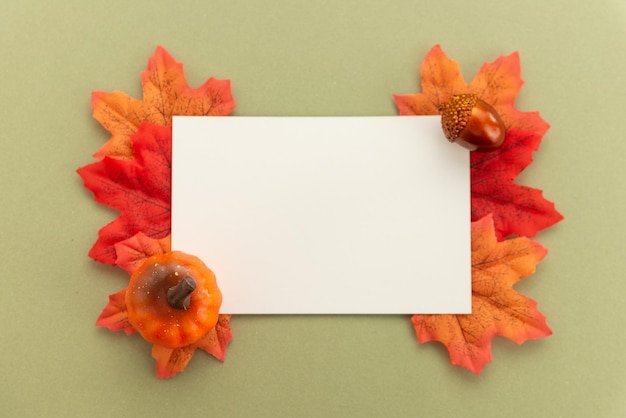 collage de otoño sobre un fondo verde con espacio libre para su texto banner de invitación de plantilla de otoño