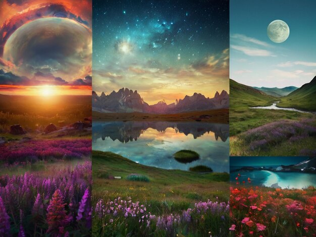 El collage de paisajes mágicos