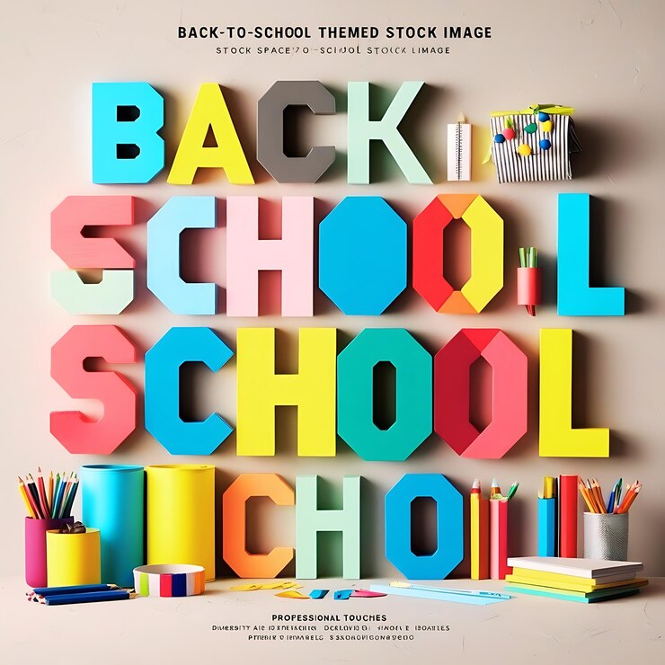 Foto el collage de palabras de backtoschool proporciona materiales vibrantes para formar palabras inspiradoras en un fondo neutral