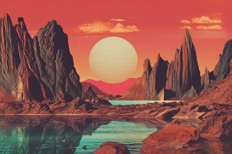 Collage de papel vintage con paisaje antiguo estilo retro de impacto emocional