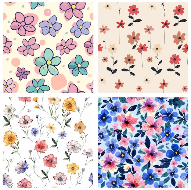 un collage de patrones de flores una colección de patrones florales
