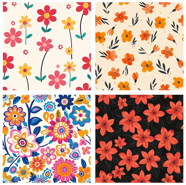 un collage de patrones de flores una colección de patrones florales