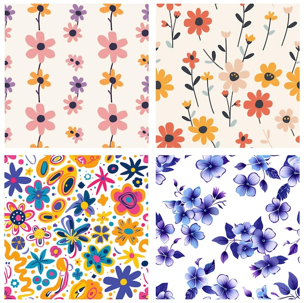 un collage de patrones de flores una colección de patrones florales