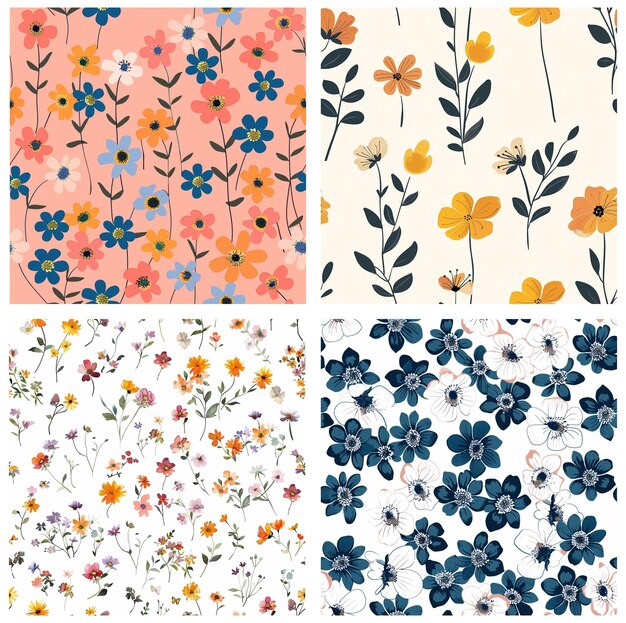 un collage de patrones de flores una colección de patrones florales