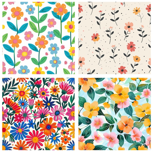 un collage de patrones de flores una colección de patrones florales