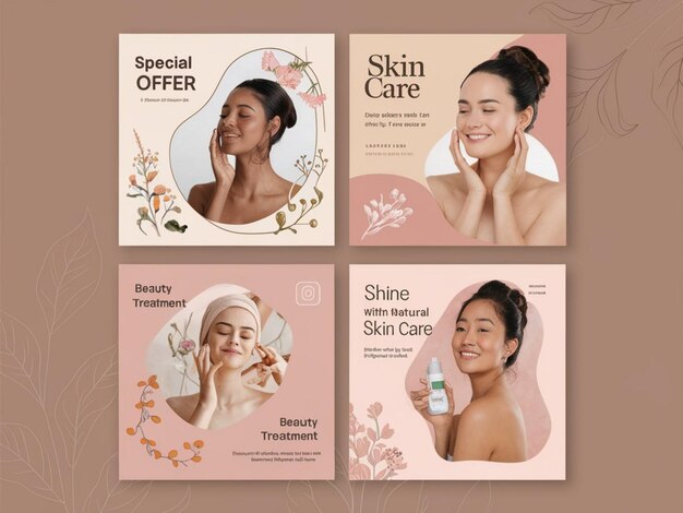 Foto un collage de productos para el cuidado de la piel