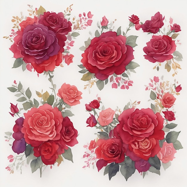 un collage de rosas y hojas con una imagen de rosas