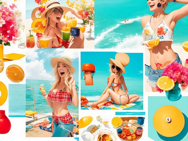 Collage sobrecargado de verano