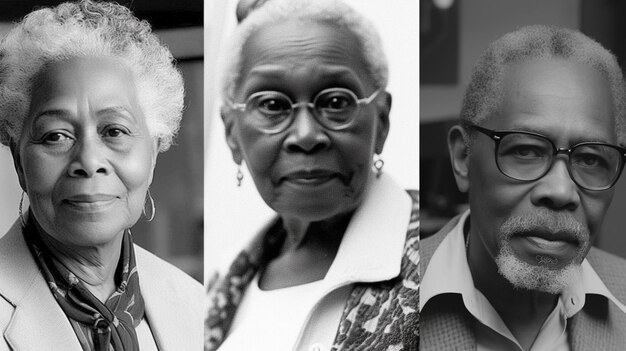 Un collage de tres mujeres negras con gafas y un fondo blanco.