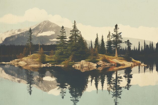 Foto collage vintage de paisajes naturales