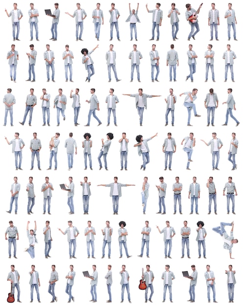 Collage von Fotos des modernen, stylischen Typen