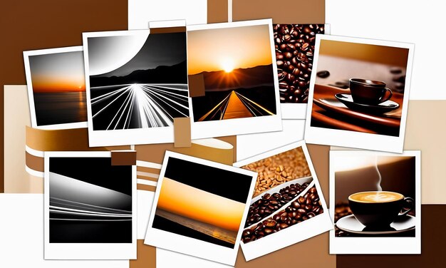 Foto collage von fotos von kaffee und bohnen