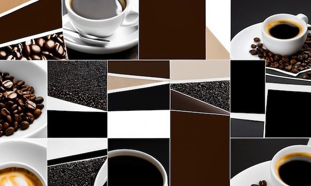 Collage von Fotos von Kaffee und Bohnen