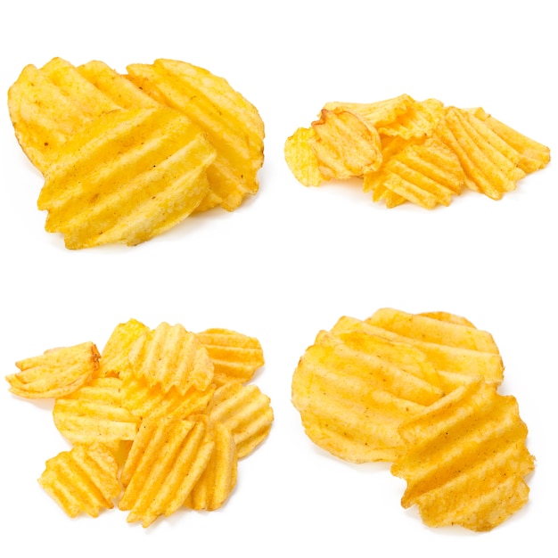 Collage von leckeren Kartoffelchips