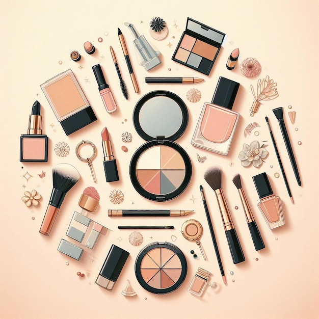 Collage von Make-up und Kosmetika