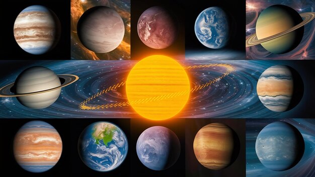 Foto collage von planeten des sonnensystems