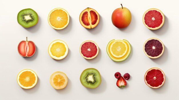 Collage von schmackhaft aussehenden bunten Früchten