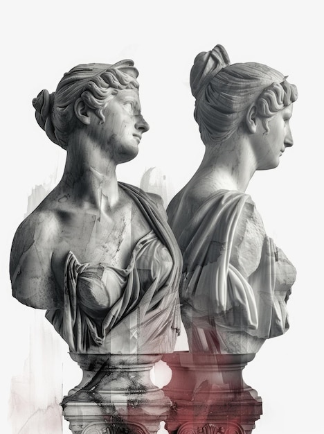 Collage von Venera-Statuen aus moderner Kunst mit zeitgenössischen Interpretationen von Venus-Statuen eine Fusion