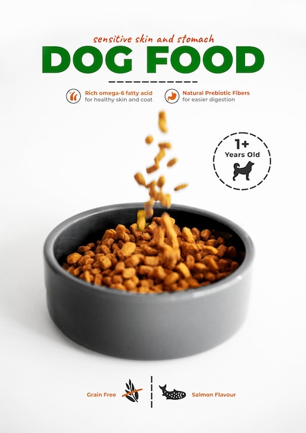 Collaje de alimentos para perros con gráficos