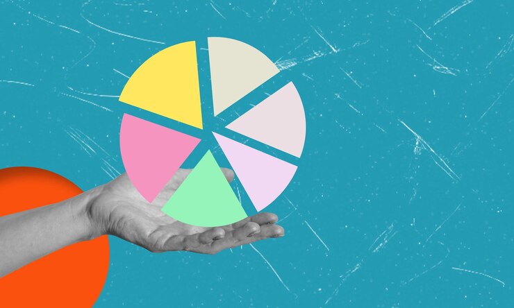 Foto collaje de arte moderno con gráficos y diagramas a mano y redondos